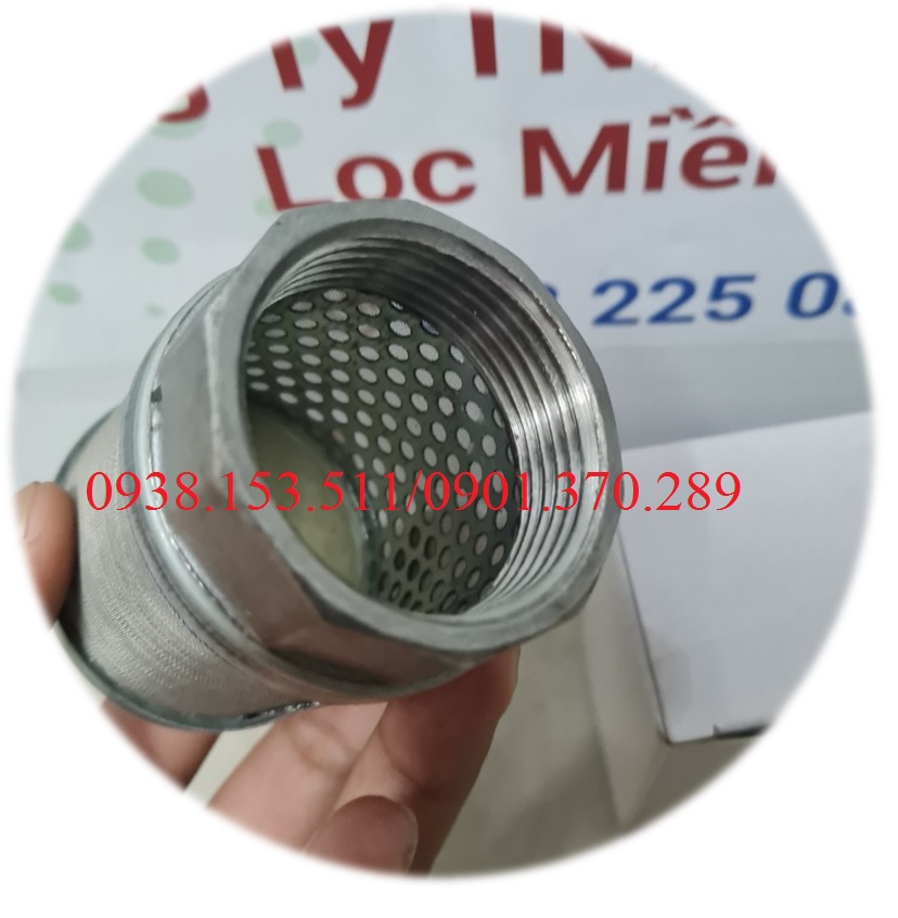 Air filter cartridge lưới inox 50x50mm đầu ren 1-1/4 inch